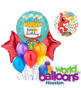 Happy Birthday Cake Singing Balloon Bouquet