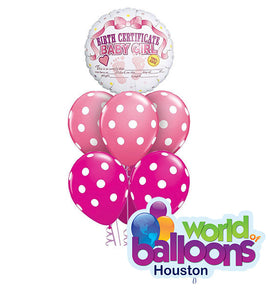 Birth Certificate Baby Girl Balloon Bouquet