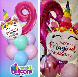 Unicorn Have a Magical Birthday Balloon number bouquet 8pcs