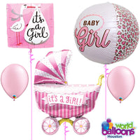 Baby Girl Polka Dot Buggy Carriage Balloon Bouquet