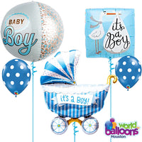 Baby Boy Polka Dot Carriage Balloon Bouquet