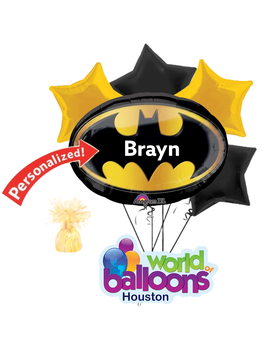 Batman Logo Personalized Balloon Bouquet