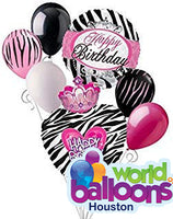 H-Bday Queen Zebra Balloon Bouquet