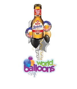 Beer Bottle Birthday Balloon Bouquet