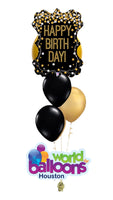 Birthday Black/Gold Bubble Balloon 7pcs.