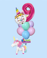 Unicorn Have a Magical Birthday Balloon number bouquet 8pcs