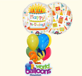 Happy Birthday cake see-threw Balloon Bouquet