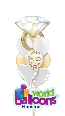 Engagement Gold Ring Balloons Bouquet