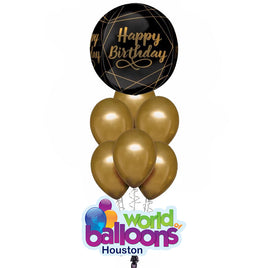 Birthday Black/Gold Bubble Balloon 7pcs.