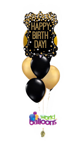 Jumbo Black & Gold Balloon Bouquet