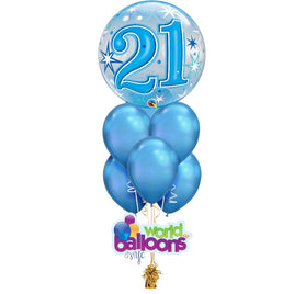 21 Birthday Blue Bubble Balloon 7pcs